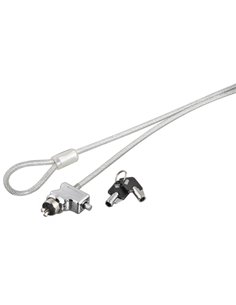 Hama Câble de Sécurité Pour Portatiles de 4mm - Câble 180cm - 2 Llaves Cilindricas - Acier - Couleur Argent