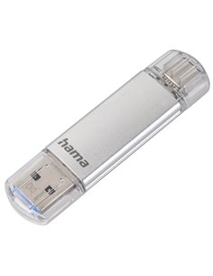 Hama Laeta Memoria Pendrive USB 3.0 Avec Couvercle - 64GB de Capacité - 40Mb/s de Transfert - Funcion OTG - USB-C - USB-À - Corp