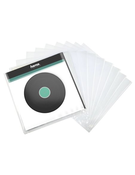 Hama Pack de 10 Fundas Pour Discos de Vinilo - Polipropileno - 32.7x32.5x0.07cm - Couleur Transparent
