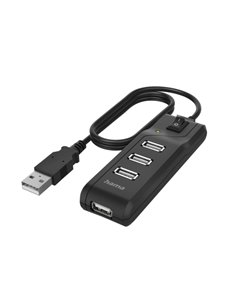 Hama Essential Hub USB 2.0 - Câble USB-À Intégré de 1.8m - 4x USB-À - Couleur Noir