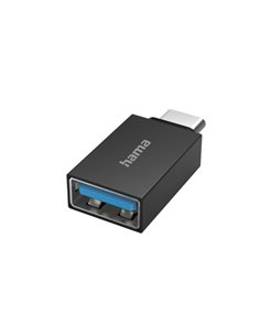 Hama Essential Adaptateur USB - USB-C Mâle - USB-À Femelle - Velocidada Jusqu'à 5Gbit/s - Funcion OTG - Couleur Noir