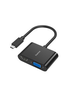 Hama Essential Adaptateur de Video 2 en 1 - Entrée USB-C Mâle - Sortie VGA et HDMI Femelle - Couleur Noir