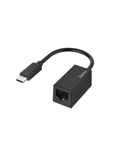 Hama Adaptateur de Réseau - USB-C Mâle - Ethernet RJ45 Femelle - Couleur Noir
