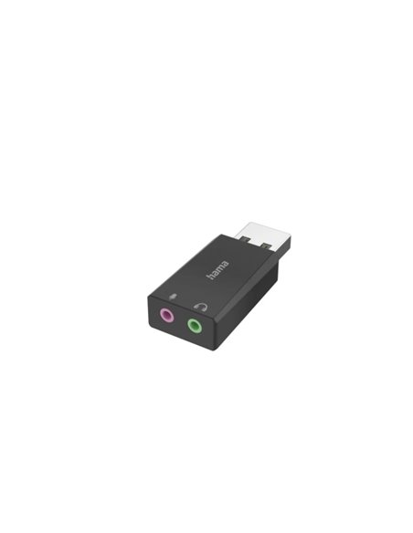 Hama Essential Adaptateur de Audio - USB-À Mâle - Jack 3.5 Femelle x2 - Estereo - Couleur Noir