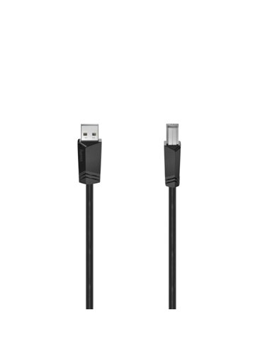 Hama Essential Câble USB - Longueur 1.5m - USB-À Mâle - USB-B Mâle - Vitesse Jusqu'à 480Mbps - Blindaje Double - Couleur Noir