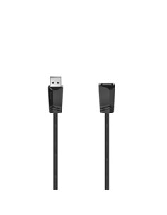Hama Essential Câble Alargador USB-À Mâle/Femelle - Longueur 3m- Vitesse Jusqu'à 480Mbps - Blindaje Double - Couleur Noir