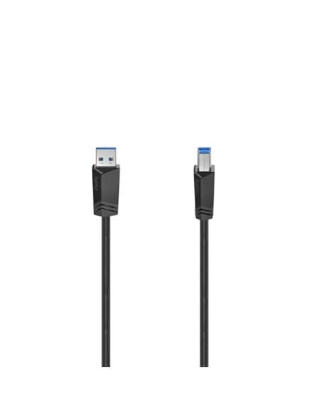 Hama Essential Câble USB - Longueur 1.5m - USB-À Mâle - USB-B Mâle - Vitesse Jusqu'à 5Gbps - Blindaje Double - Couleur Noir
