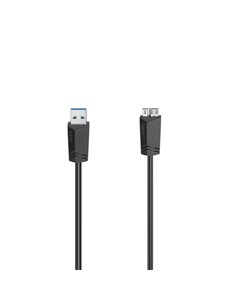 Hama Essential Câble USB - Longueur 0.75m - USB-À Mâle - Micro-USB Mâle - Vitesse Jusqu'à 5Gbps - Blindaje Double - Couleur Noir
