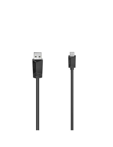 Hama Essential Câble USB - USB-À Mâle - USB-C Mâle - Longueur 1.5m - Vitesse Jusqu'à 480Mbps - Blindaje Double - Couleur Noir