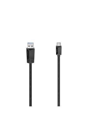 Hama Essential Câble USB - USB-À Mâle - USB-C Mâle - Longueur 3m- Vitesse Jusqu'à 5Gbps - Blindaje Double - Couleur Noir