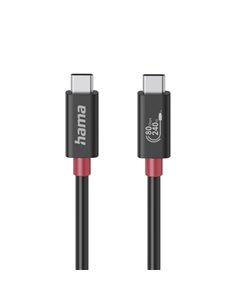 Hama Essential Câble USB-C Mâle - Potencia Maxima 240W - Longueur 1m - Vitesse Jusqu'à 80Gbps - Blindaje Double - Couleur Noir