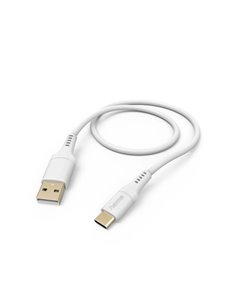 Hama Câble USB - Longueur 1.5m - USB-À Mâle - USB-C Mâle - Silicona - Vitesse Jusqu'à 480Mbps - Chapado en Oro - Couleur Blanc
