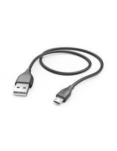 Hama Câble USB - USB-À Mâle - Micro-USB Mâle - Longueur 1m - Vitesse Jusqu'à 480Mbps - Niquelado - Couleur Noir
