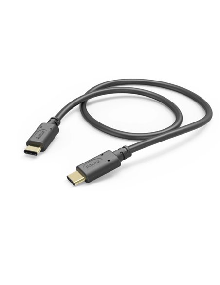 Hama Câble USB-C Mâle - Potencia Maxima 60W - Longueur 1m - Vitesse Jusqu'à 480Mbps - Chapado en Oro - Couleur Noir