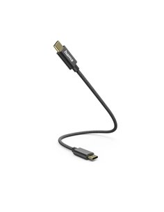Hama Câble USB-C Mâle - Potencia Maxima 60W - Longueur 0.2m - Vitesse Jusqu'à 480Mbps - Chapado en Oro - Couleur Noir