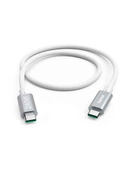Hama Câble USB-C - Potencia Maxima 240W - Longueur 1.5m - Vitesse Jusqu'à 5Gbps - Blindaje Double - Couleur Blanc