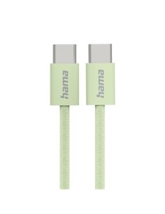 Hama Fabric Câble USB-C Mâle - Potencia Maxima 60W - Longueur 1m - Nailon - Vitesse Jusqu'à 480Mbps - Blindado - Couleur Vert Pa