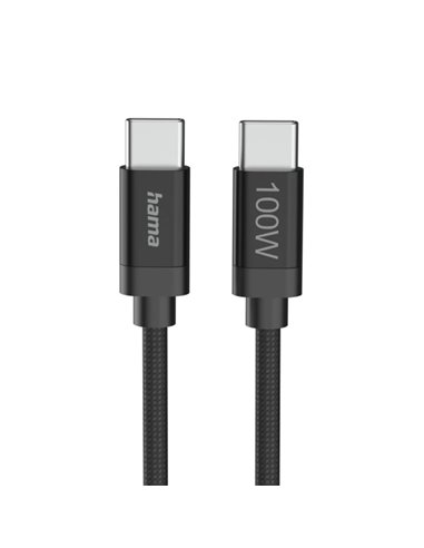 Hama Fabric Câble USB-C Mâle - Potencia Maxima 100W - Longueur 3m - Nailon - Vitesse Jusqu'à 480Mbps - Blindaje Double - Couleur