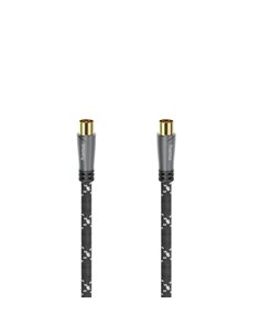 Hama Prime Câble Coaxial de Antena Mâle/Femelle - Longueur 1.5m - Terminales Chapados en Oro - Apantallamiento 120dB - Impedanci