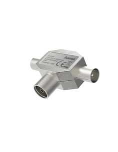 Hama Essential Séparateur de Antenas - Coaxial Femelle - Coaxial Mâle x2 - Metalico - Couleur Argent