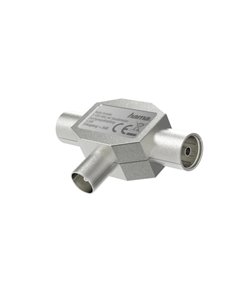 Hama Essential Séparateur de Antenas - Coaxial Femelle x2 - Coaxial Mâle - Metalico - Couleur Argent