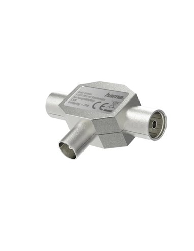 Hama Essential Séparateur de Antenas - Coaxial Femelle x2 - Coaxial Mâle - Metalico - Couleur Argent