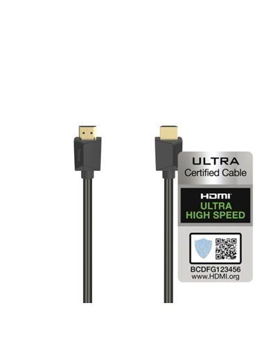 Hama Essential Câble HDMI 8K Mâle - Longueur 2m- Certificado - Supporte eARC - Terminales Chapados en Oro - Ethernet - Vitesse J
