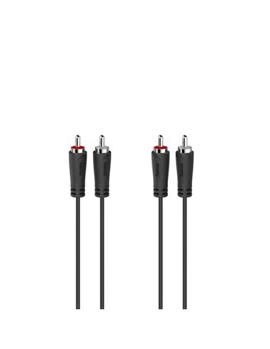 Hama Essential Câble de Audio RCA - Longueur 3m- Estereo - Double Conector Mâle - Couleur Noir