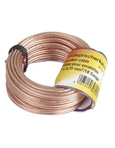 Hama Entry Câble de Haut-parleur de 2 Nucleos - Seccion 0.75mm2 - Longueur 20m - Couleur Transparent