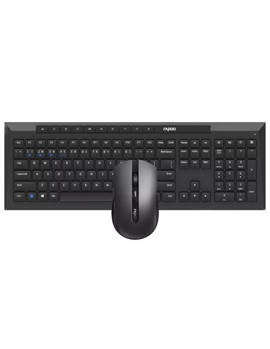 Rapoo 8210M Pack Clavier + Souris Inalambricos - Bluetooth et 2.4GHz - Souris 1600 DPI - Autonomie jusqu'à 12 Meses - Couleur No