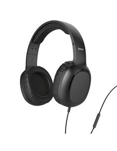 Hama Fun C Écouteurs Avec Microfono Omnidireccional - Câble 1.2m - Diadema Réglable - Almohadillas de Cuir - Couleur Noir