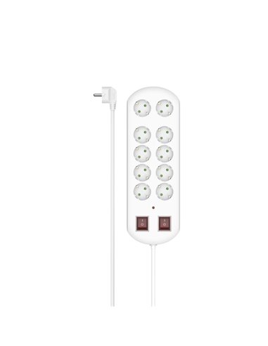 Hama Regleta Alimentation Avec 10 Tomas - Potencia Maxima 3680W - Câble 2m - Interruptor de Encendido - Enchufe Schuko en Angulo