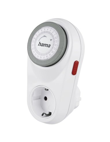 Hama Curvo Enchufe Temporizador Mecanico - Potencia Maxima 3680W - Voltaje 250V - Intervalos de 15min - Couleur Blanc