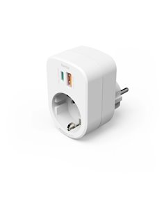 Hama Regleta Alimentation Avec 3 Tomas - Potencia Maxima 3680W - 1x Schuko - 1x USB-C - 1x USB-À - Power Delivery - Couleur Blan