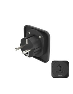 Hama Adaptateur de Viaje Toma Tipo E et Schuko - Potencia Jusqu'à 3750W - Femelle Multiple - Voltaje 250V - Couleur Noir