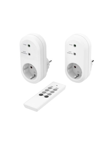 Hama Pack de 2 Enchufes Inalambricos - Potencia Maxima 3500W - IP20 - Interruptor de Encendido - Couleur Blanc