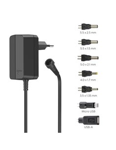 Hama Alimentation Multidispositivo - Potencia 12W - Indicateur LED - 7 Adaptadores - Intensidad Maxima 1A - Voltaje Réglable - C