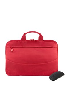 Tucano Idea Maletin Portable 15,6" + Souris Inalambrico - Taille Slim - Intérieur Acolchado - Couleur Rouge