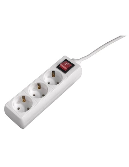 Hama Regleta Alimentation Avec 3 Tomas - Potencia Maxima 3680W - Câble 1.4m - Interruptor de Encendido - 21x5.5x4.7cm - Couleur 