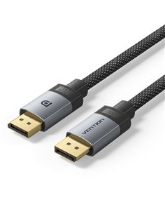 Vention Câble Displayport 2.1 16K - Longueur 2m - Revestimiento Tressé de Coton - Conectores Chapados en Oro - Couleur Gris