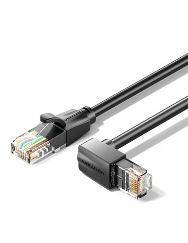 Vention Câble de Réseau Cat.6 UTP - Longueur 3m - Coudé - Vitesse Jusqu'à 1Gbps - 26AWG - Cubierta de PVC - Couleur Noir