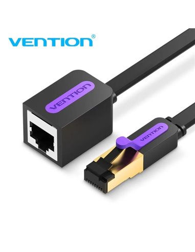 Vention Câble Extensor de Réseau Cat.7- Longueur 5m - Vitesse Jusqu'à 10Gbps - 30AWG - Conectores Chapados en Oro - Couleur Noir