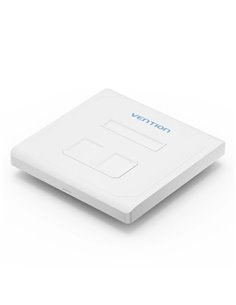Vention Placa de Pared de 2 Toma RJ45 - Compatible Avec Cajas de Empotrar Tipo 86 - ABS Résistant al Envejecimiento - 86x86x8mm 