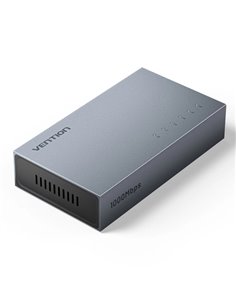 Vention Switch de 5 Puertos RJ45 - Vitesse Jusqu'à 1Gbps - No Gestionado - Negociacion Automatica - Ethernet - Aluminium - Tecno