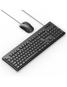 Vention Pack Tecaldo et Souris Avec Câble de 1.5m - QWERTY ES - 105 Teclas - Souris Simetrico Avec 3 Botones 1000dpi - Carcasa e