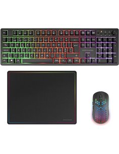 Mars Gaming MCPWX Combo Pack Gaming 3en1 - Clavier Hibrido H-Mech - Disposicion Portuguesa QWERTY PT - Souris 3200dpi - Switches
