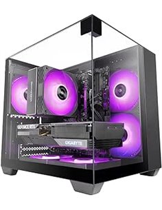 Mars Gaming MC-VISIONM Minitorre Ultracompacta - Support Pour Refrigeracion Liquida Jusqu'à 240mm - Triple Cristal Templado - Su
