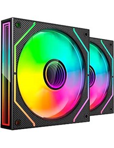 Mars Gaming MF-3DPROX2 Pack de 2 Ventiladores de 120mm - Iluminacion ARGB Infinity Mirror 360º - Silencioso 12dB - Control PWM -