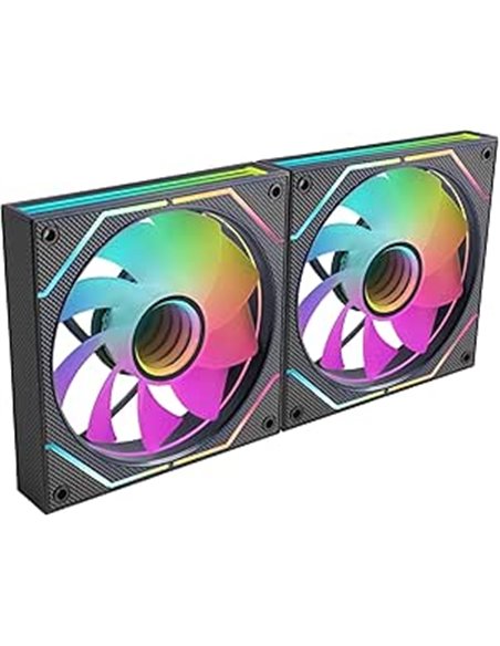 Mars Gaming MF-3DPROX2R Pack de 2 Ventiladores de 120mm - Iluminacion ARGB Infinity Mirror 360º - Silencioso 12dB - Control PWM 