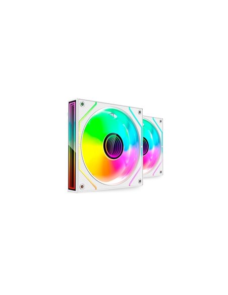 Mars Gaming MF-3DPROX2 Pack de 2 Ventiladores de 120mm - Iluminacion ARGB Infinity Mirror 360º - Silencioso 12dB - Control PWM -